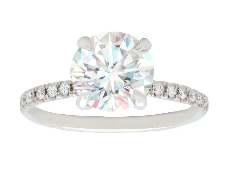 1ct Round Brilliant White Diamond Solitaire Pavé Ring