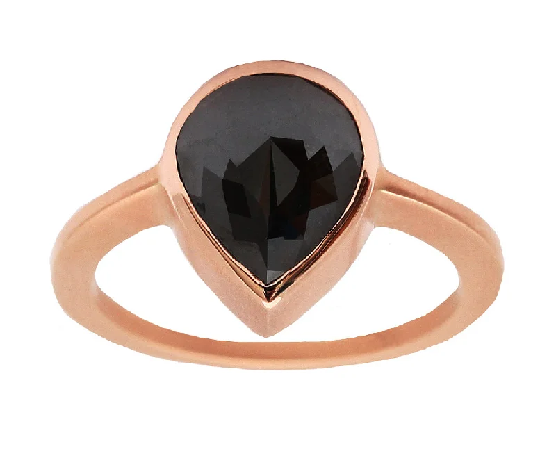 2.70ct Pear Rose-cut Black Diamond Ring