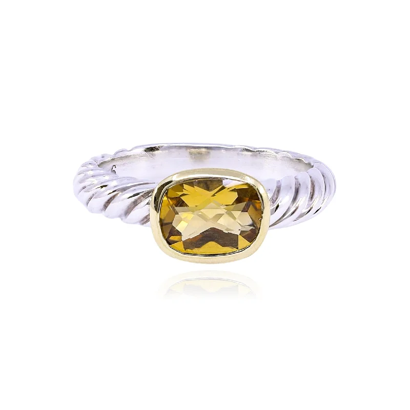 ESTATE DAVID YURMAN 18K YELLOW GOLD STERLING SILVER CITRINE RING