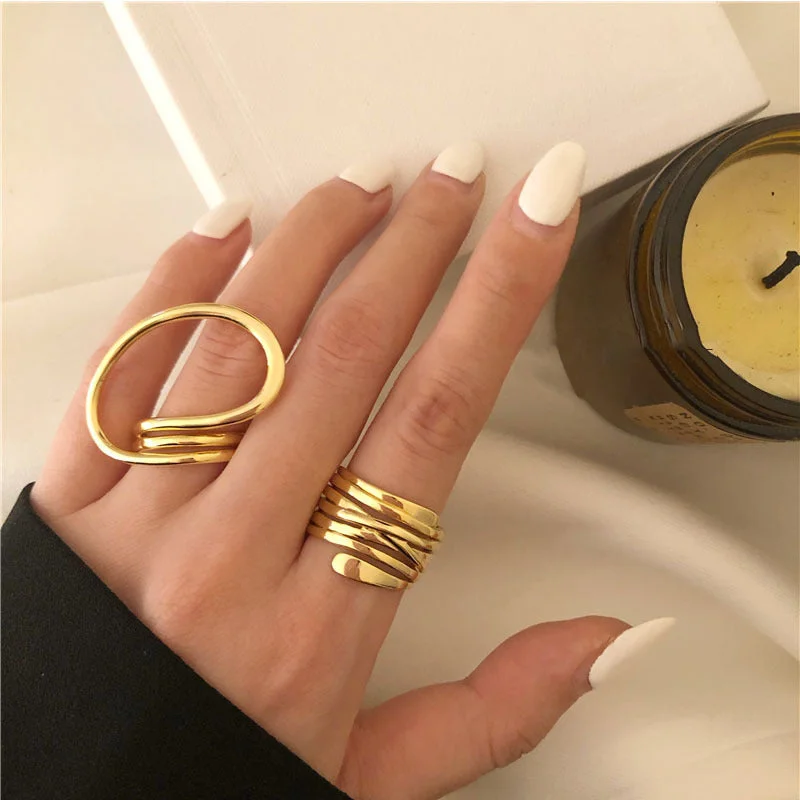 2Pcs/Set Irregular Wavy Style Rings