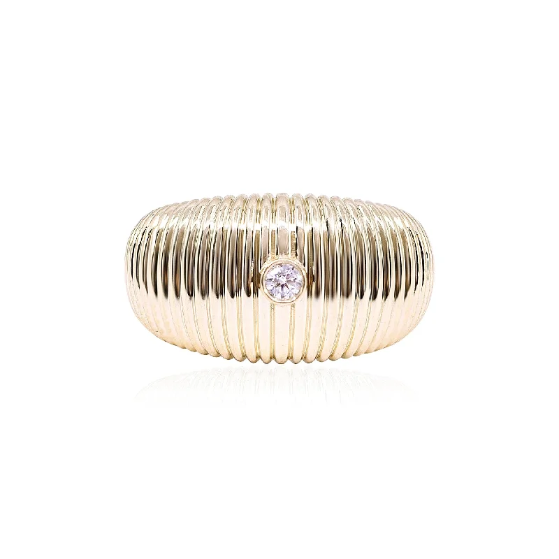 14K YELLOW GOLD TEXTURED DIAMOND COCKTAIL RING