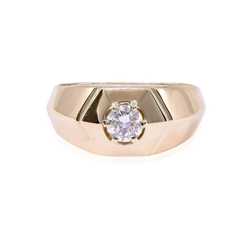 ESTATE 14K YELLOW GOLD DIAMOND MEN'S RING - 0.67CT