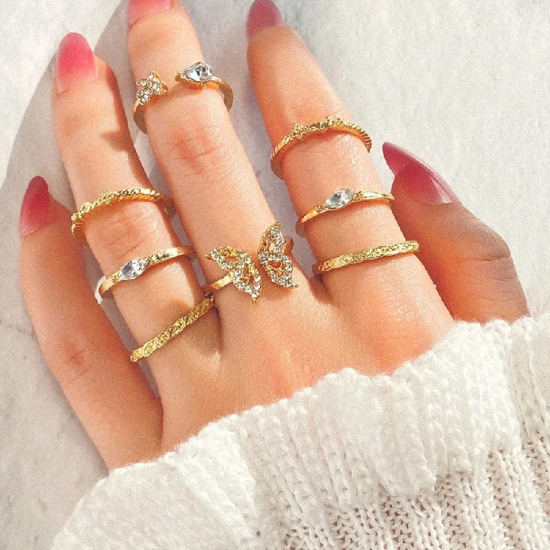 8 Pcs Vintage Stylish Design Rings