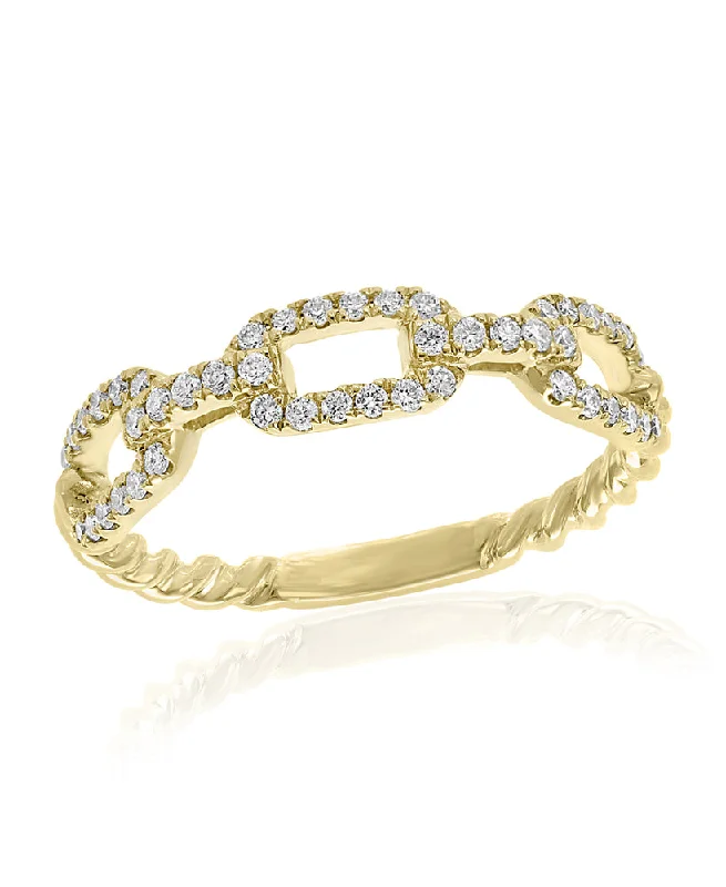 18K YELLOW GOLD DIAMOND CHAIN LINK RING - 0.25CTW