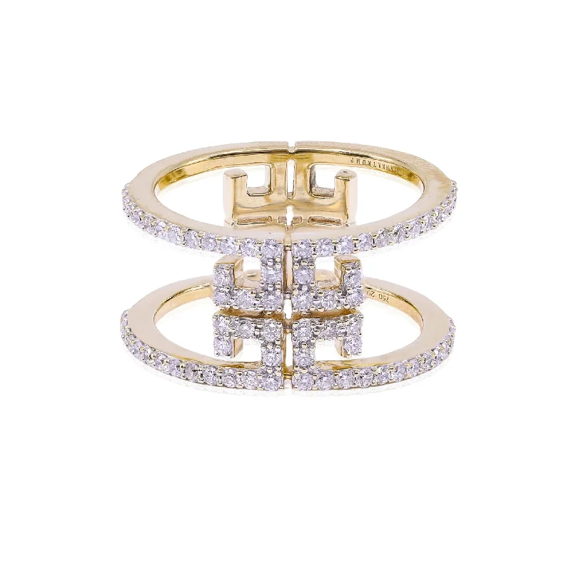 ESTATE IVANKA TRUMP 18K YELLOW GOLD DIAMOND LOGO RING - 0.36CTW