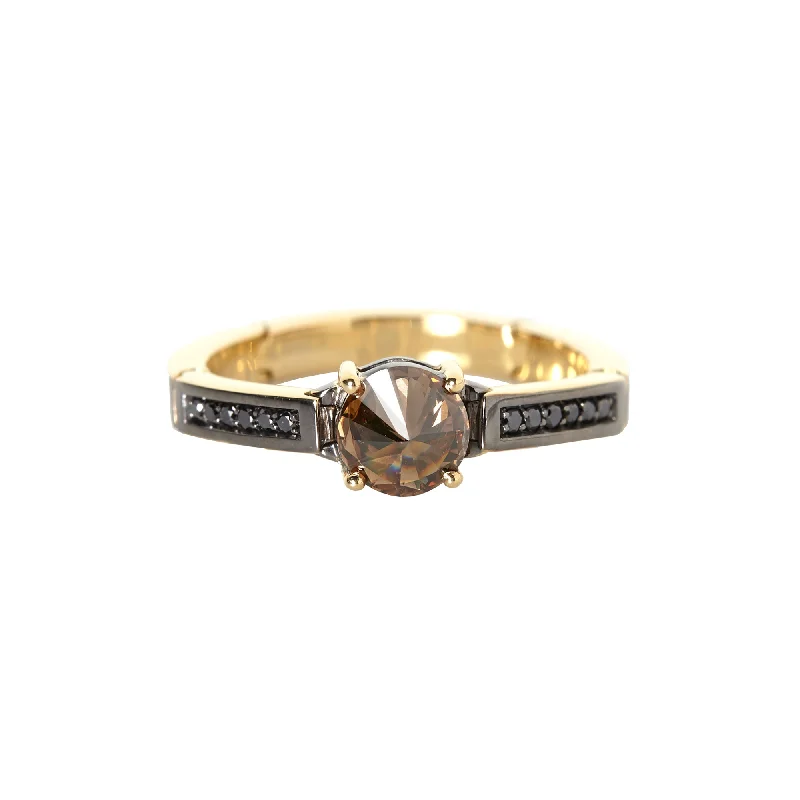 Brown and Black Diamond Ring