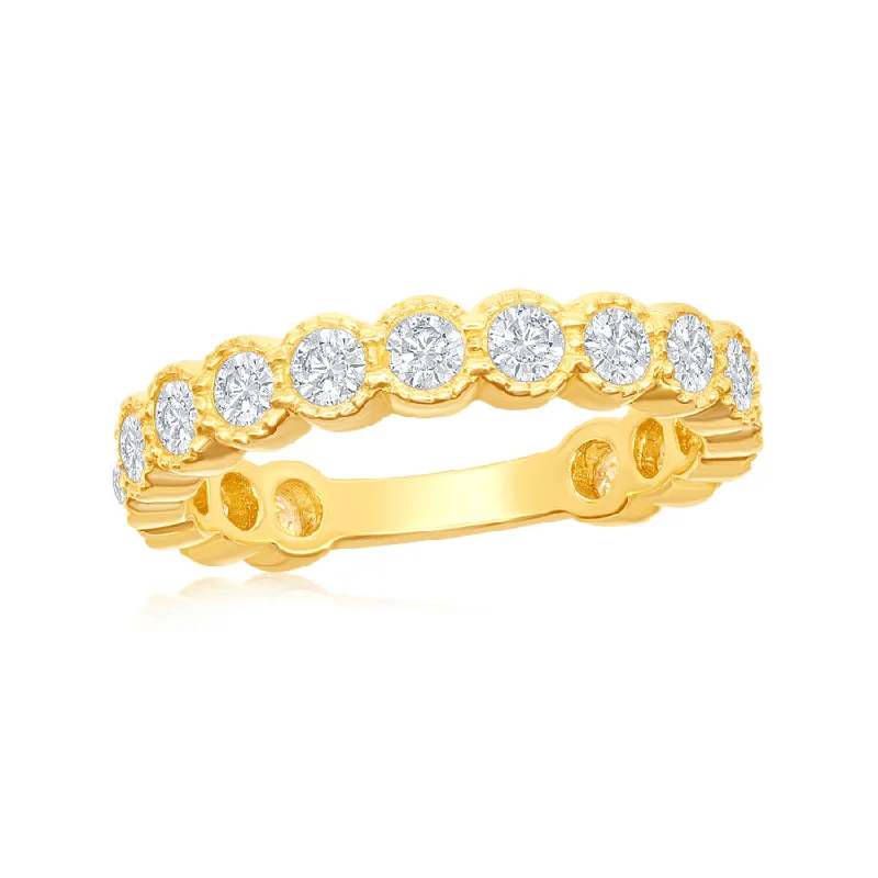 14K YELLOW GOLD DIAMOND MILGRAIN RING - 1.02CTW