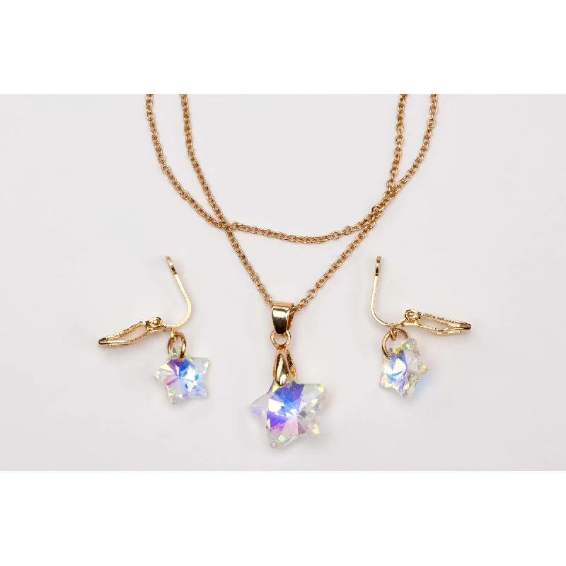 Boutique Holographic Star Necklace and Earring for kids, 1 Count