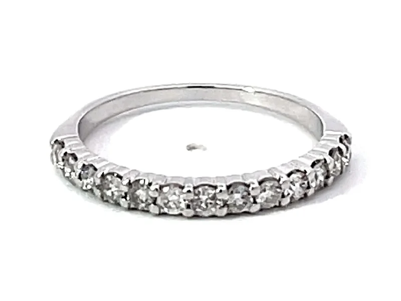 Brilliant Cut Diamond Band Ring Solid 14k White Gold