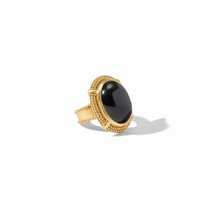 Cabochon Statement  Ring in Obsidian Black  Size 7