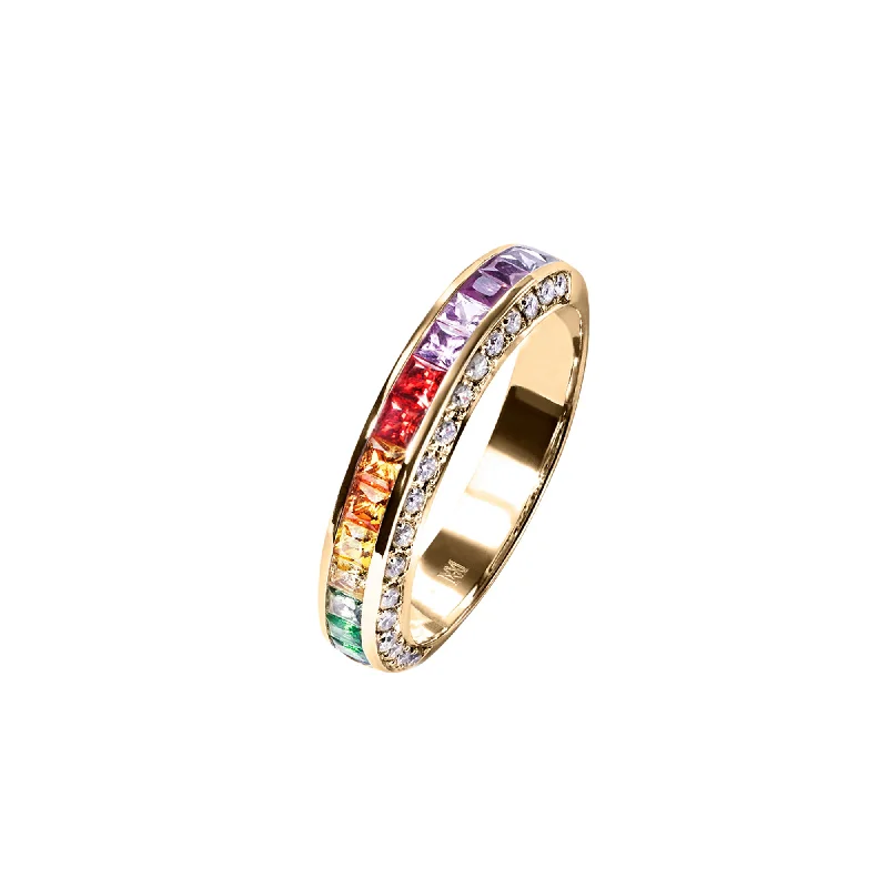 Candy Sapphire Pave Ring - Yellow Gold