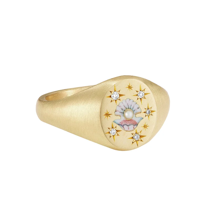 Clam and Pearl Ring