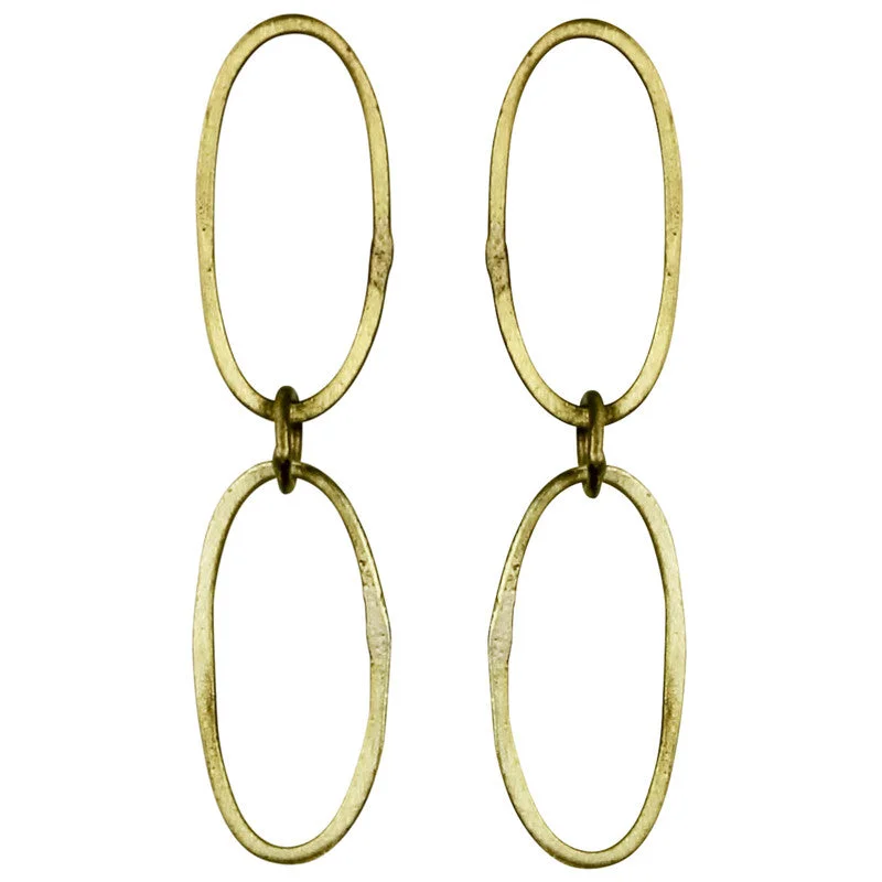 Cenote Chain Earring, Brass - Oval Links