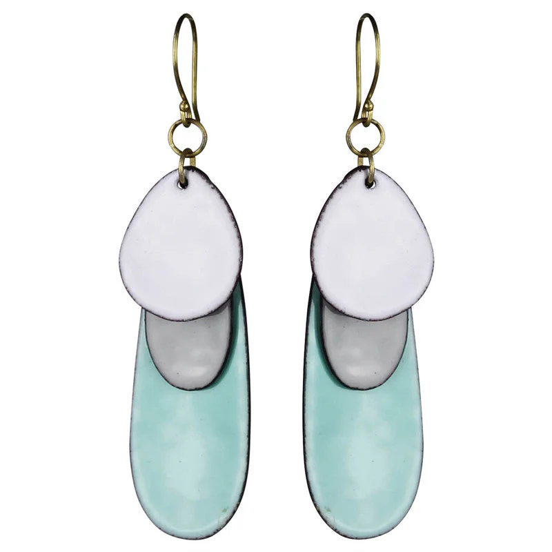 Donte Enamel Earring, Aqua - Oblong