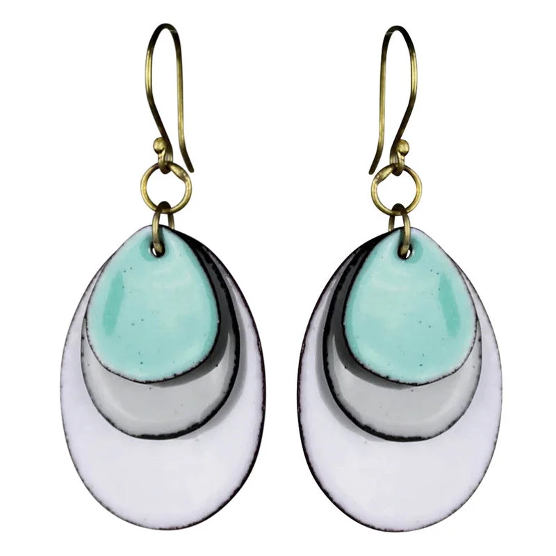 Donte Enamel Earring, Aqua - Ovals