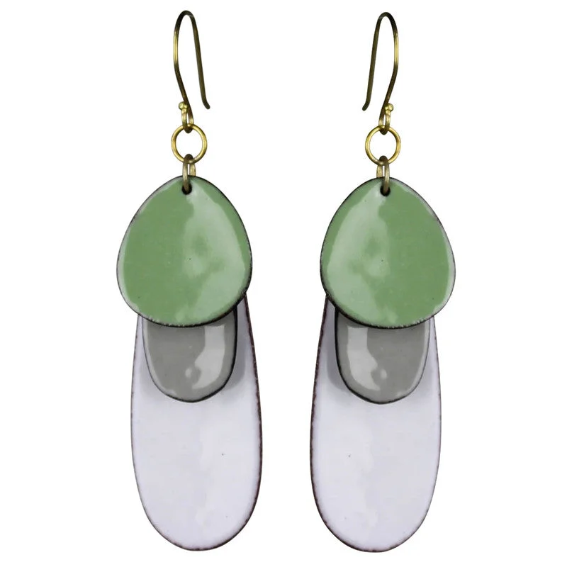 Donte Enamel Earring, Green - Oblong