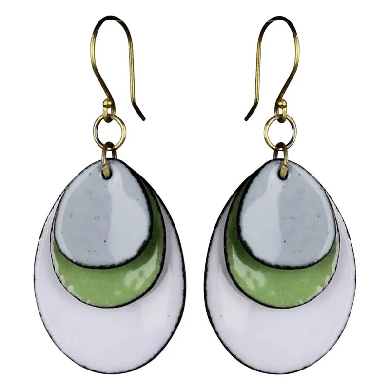 Donte Enamel Earring, Green - Ovals