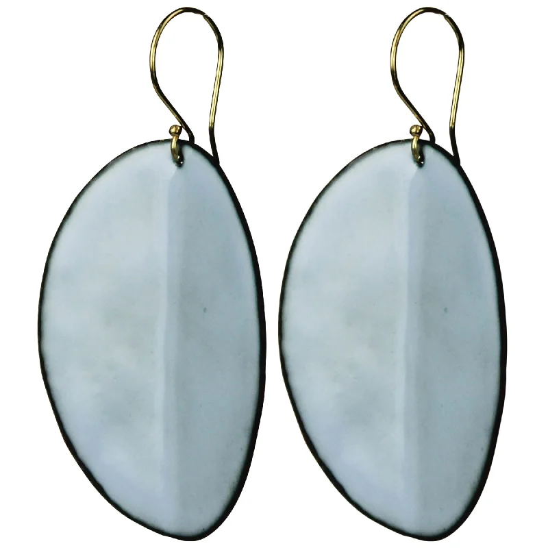 Earring - Creased Oval, Blue