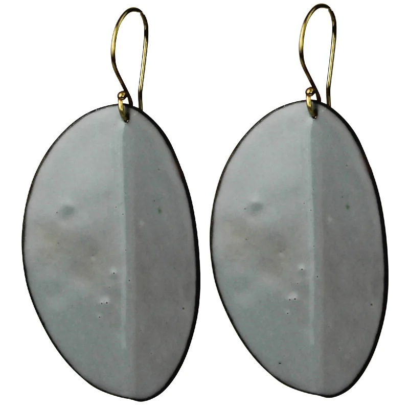 Earring - Creased Oval, Grey