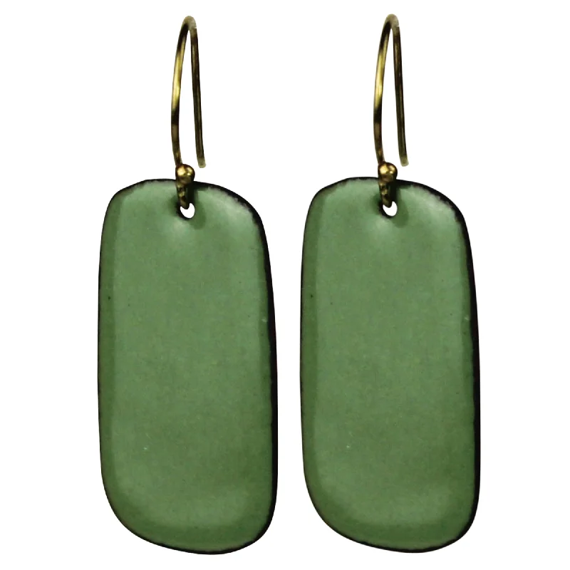 Earring - Rectangle Tab, Green