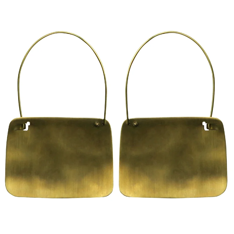 Earring - Rounded Trapezoid, Brass