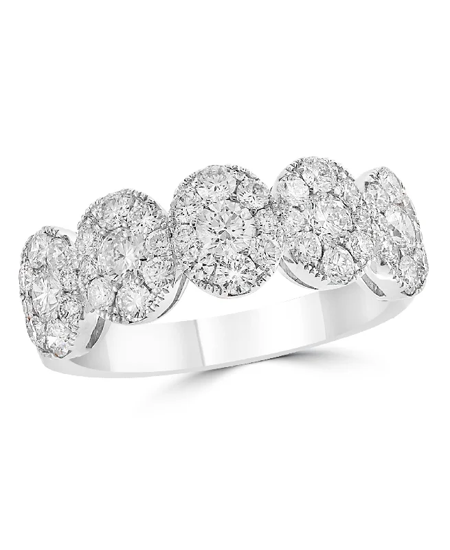 18K WHITE GOLD OVAL CLUSTER DIAMOND RING - 1.35CTW