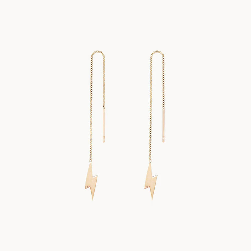 Everyday Little Lightning Bolt Threader Earring (14K Gold)