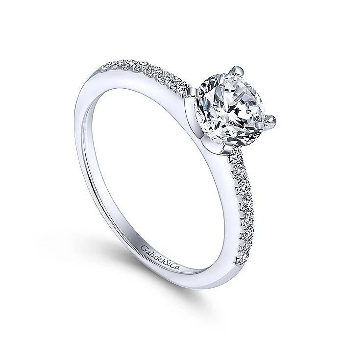 GABRIEL & CO. 14K WHITE GOLD ROUND DIAMOND ENGAGEMENT RING