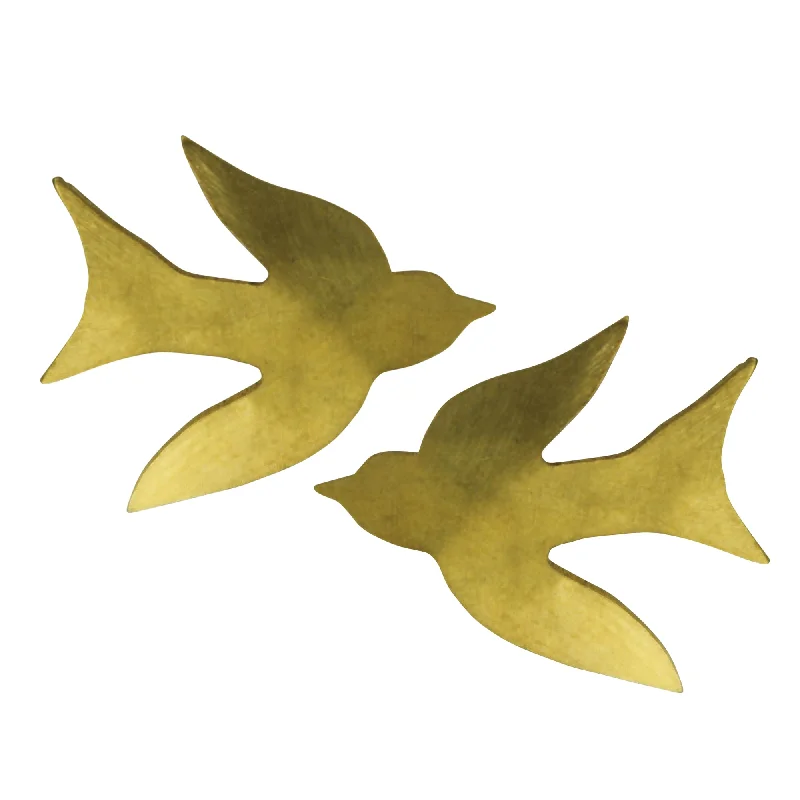 Gia Bird Post Earring, Brass