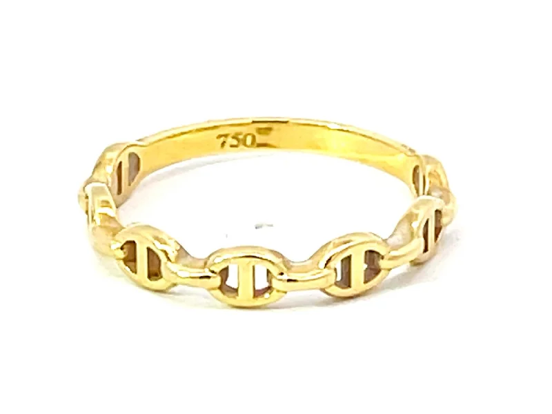 Gold Anchor Link Ring in 18k Yellow Gold