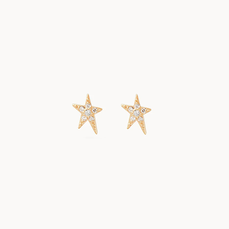 Guidance Pave Star Stud Earring (14K Gold)