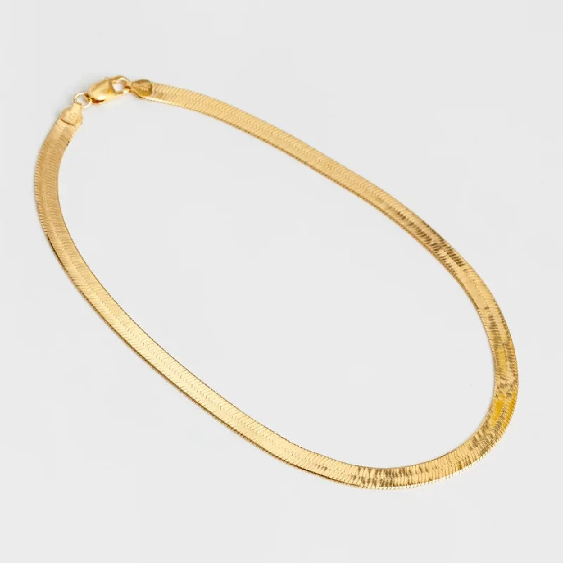 Herringbone Chain Necklace (Gold)