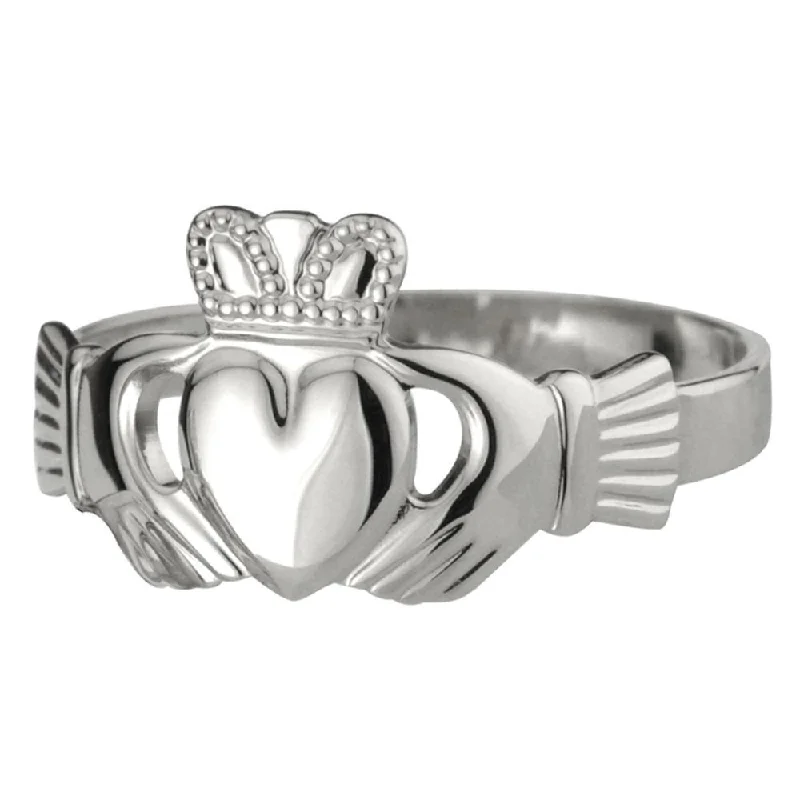 Ladies Claddagh Ring Puffed Sterling Silver Thick Band Sizes 4-10