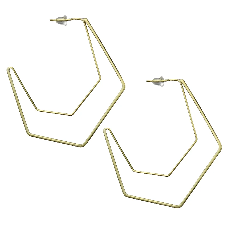 Leah Wire Earring, Hexagon