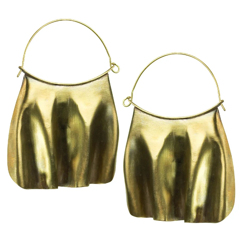 Marilyn Ruffle Earring, Brass