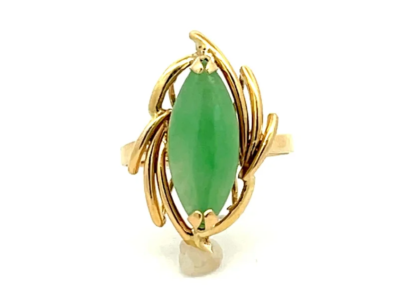 Marquise Jade Ring 14k Yellow Gold