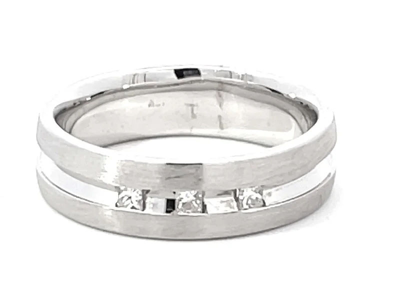 Mens Diamond Wedding Band Ring 18k White Gold