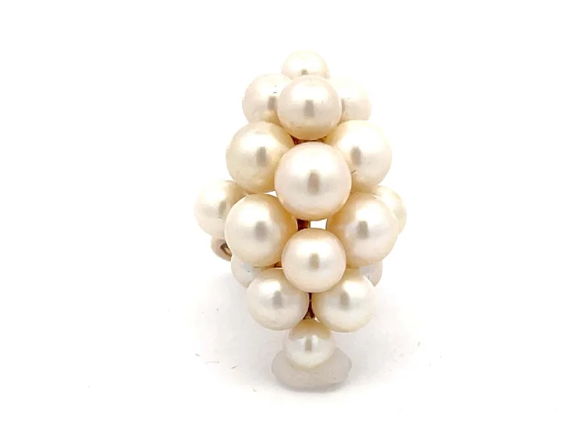 Ming's Hawaii Large Akoya Pearl Cluster Ring 14k Yellow Gold