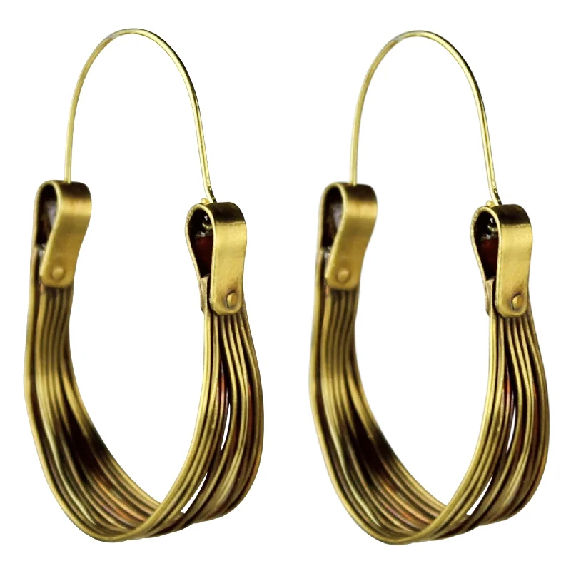 Nara Wire Loop Earring, Brass