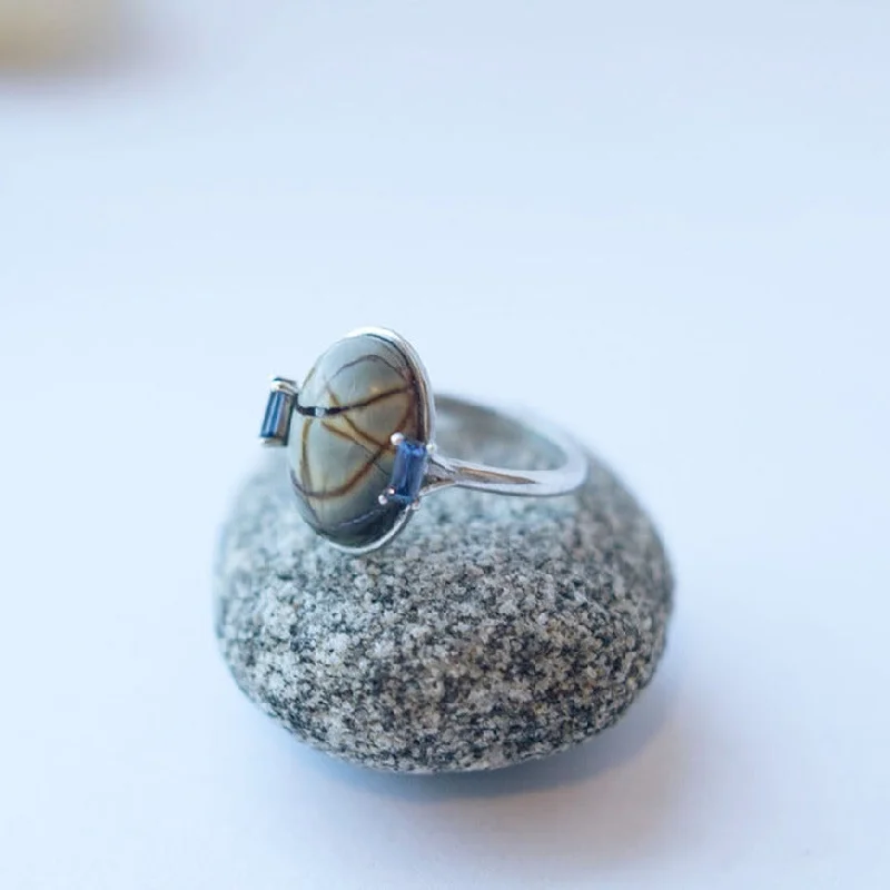 SALE! Jasper and Sapphire Push Over Ring by Faeber Studio