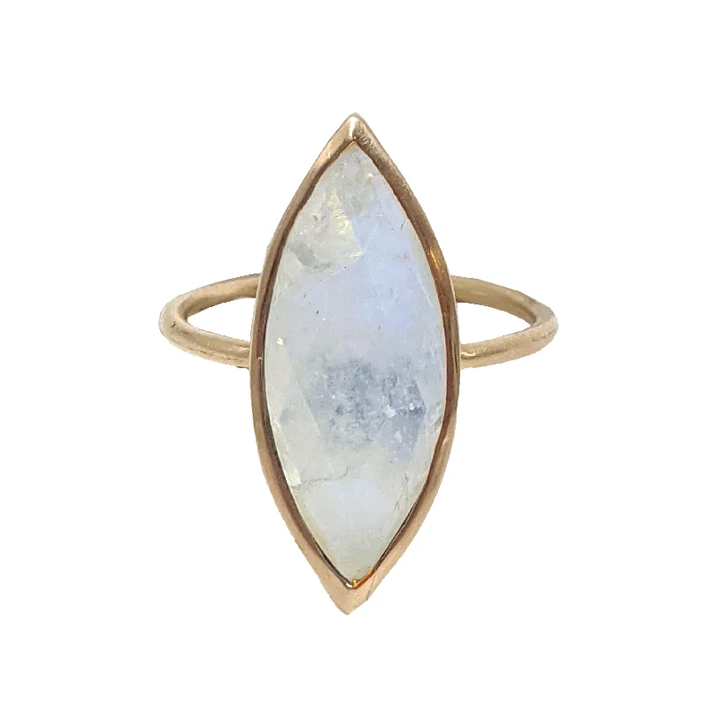 Rainbow Moonstone Marquise Ring in 14k Gold by Margaret Solow