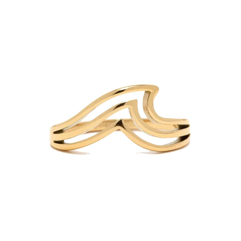 Pura Vida Surfrider Foundation Triple Wave 8 Ring - Gold