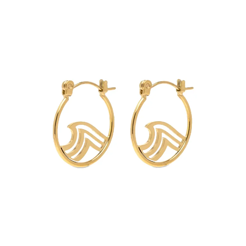 Pura Vida Surfrider Foundation Wave Hoop Earings - Gold