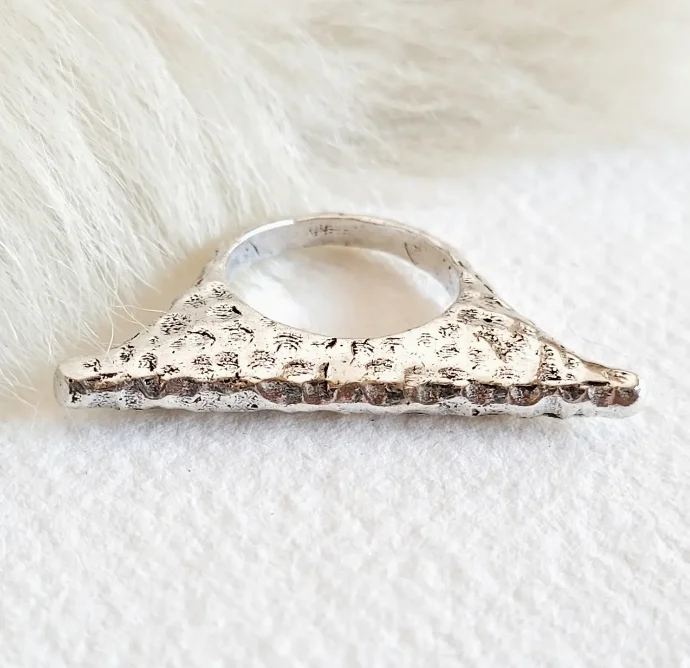 Silver Hammered Rod Handmade Ring