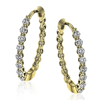 SIMON G 18K GOLD WHITE LE4546-Y HOOP EARRING