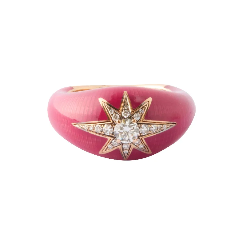 Aida Diamond Ring - Raspberry Enamel