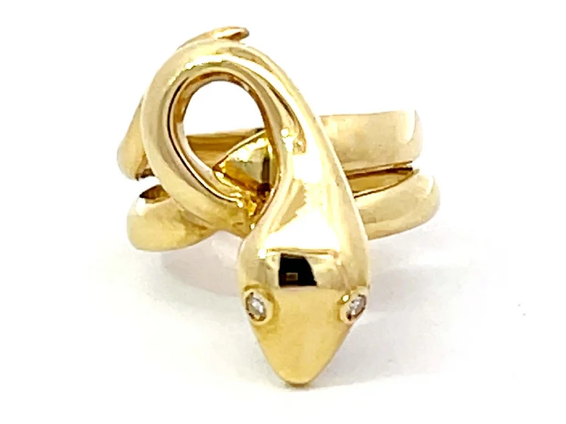 Snake Diamond Eyes Ring in 18K Yellow Gold