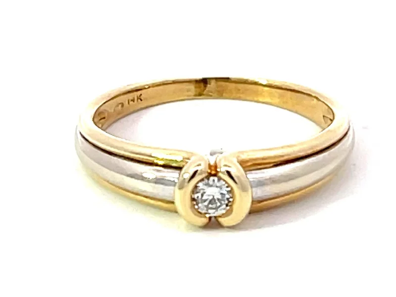 Solitaire Diamond Two Toned Ring in 14K Gold