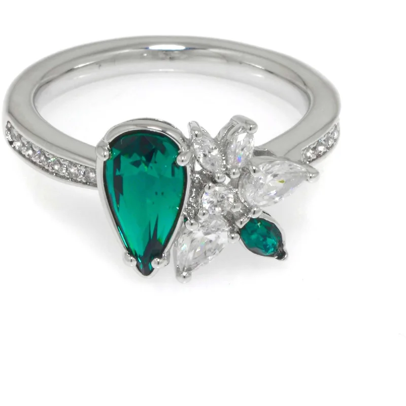 Swarovski Women's Ring - Botanical Emerald Crystal Rhodium Plated, Size 7 | 5535820