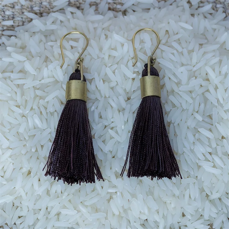 Tassel Earring - Cuff - Eggplant